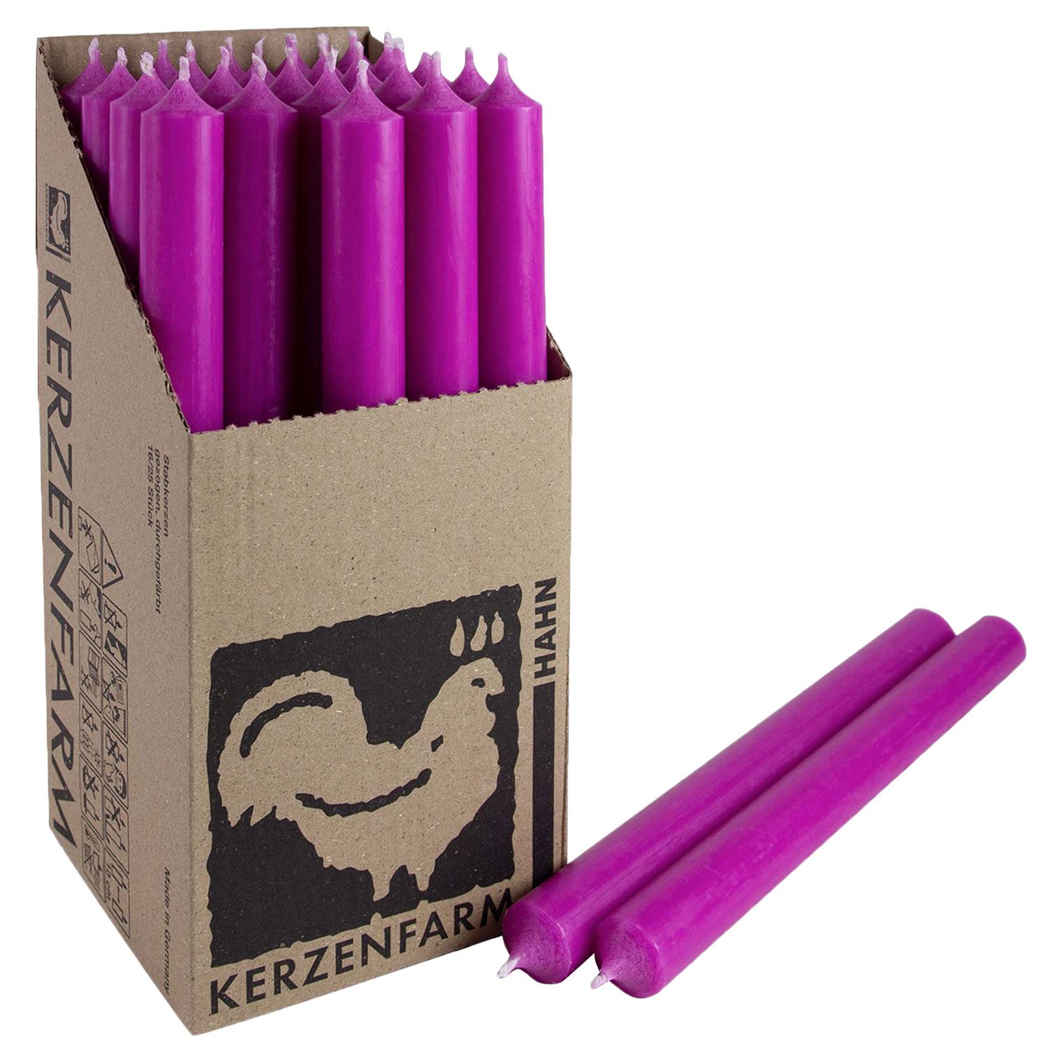 25 Stabkerzen Fuchsia 250 x 22 mm Kerzenfarm Kerzen Candle