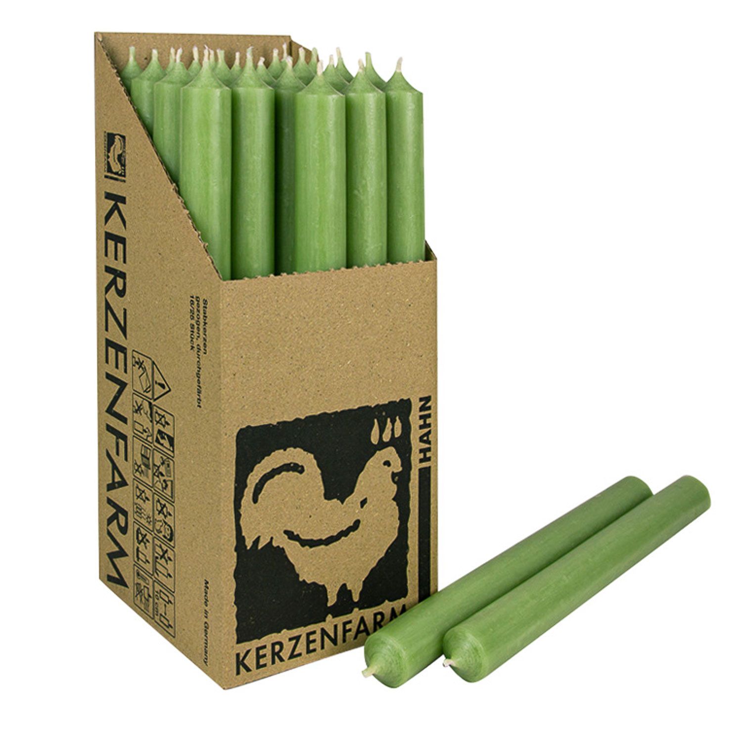 25 Stabkerzen Jadegr�n 250 x 22 mm Kerzenfarm Kerzen Candle