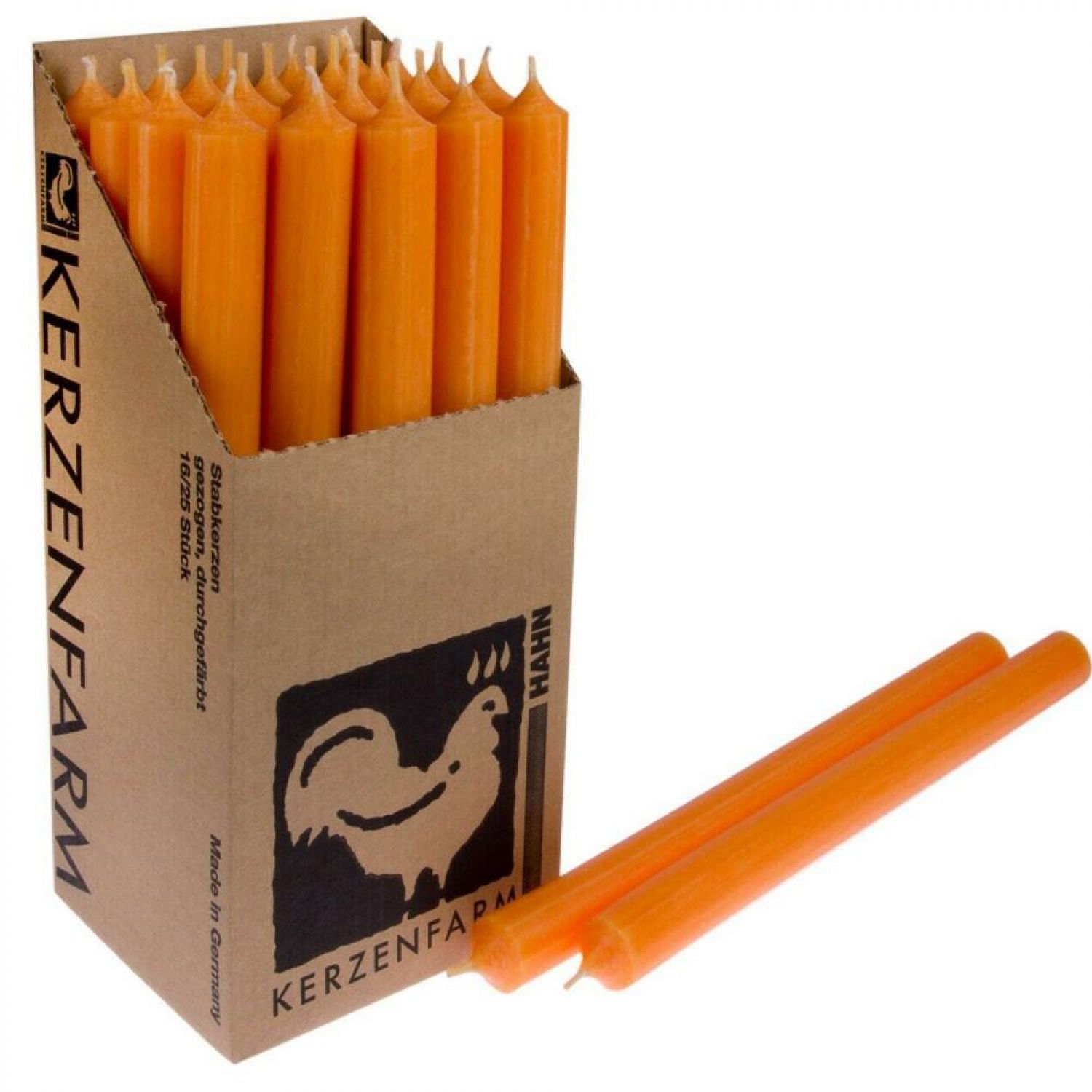 25 Stabkerzen Mandarin 180 x 22 mm Kerzenfarm Kerzen Candle
