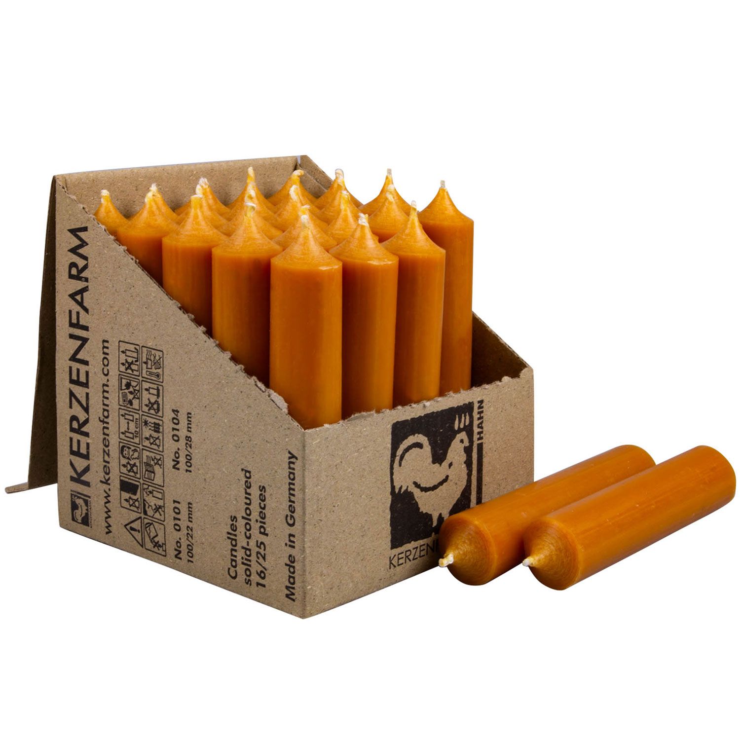 25 Stabkerzen Natur 100 x 22 mm Kerzenfarm Kerzen Candle