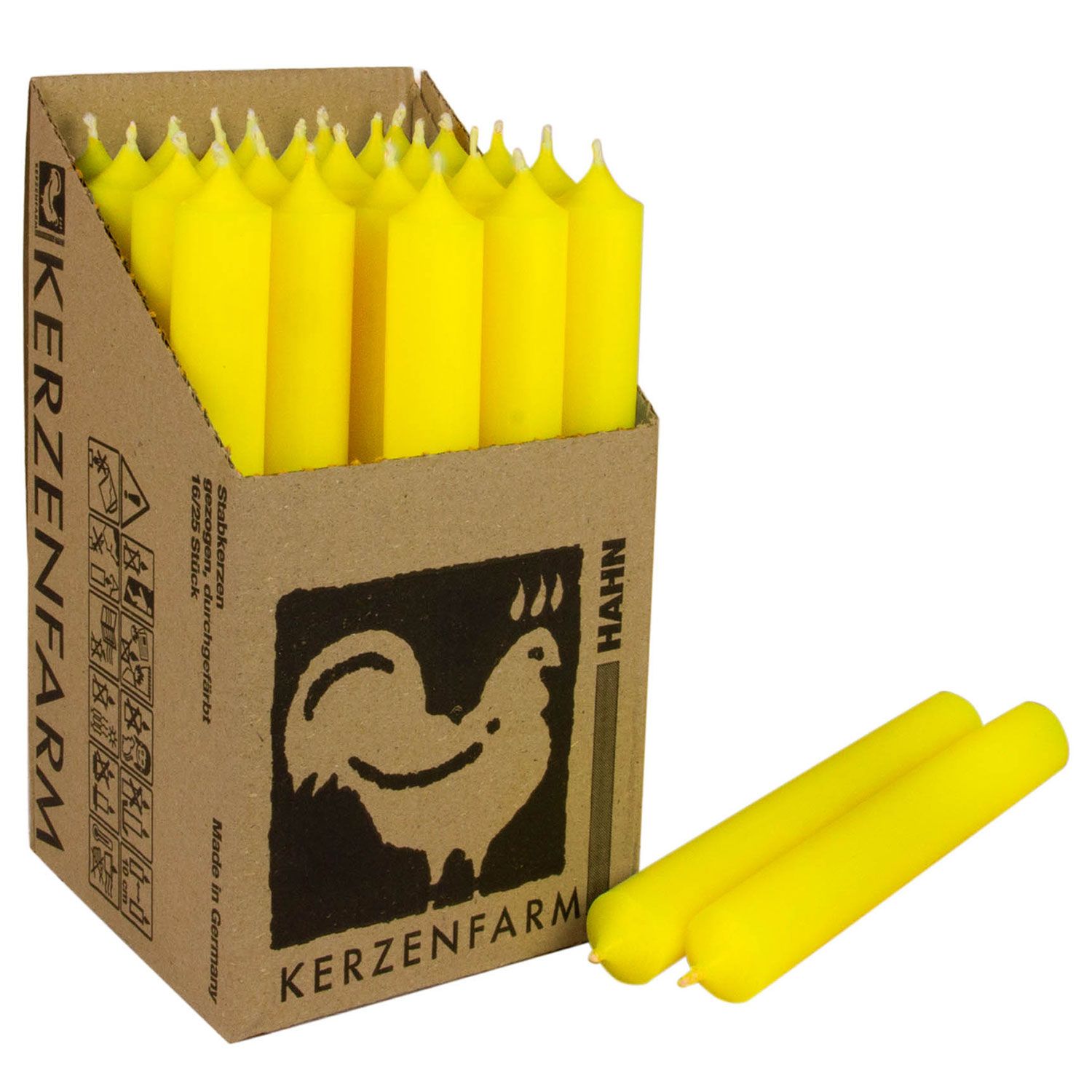 25 Stabkerzen Neon Gelb - Neon Yellow 180 x 22 mm Kerzenfarm Kerzen Candle