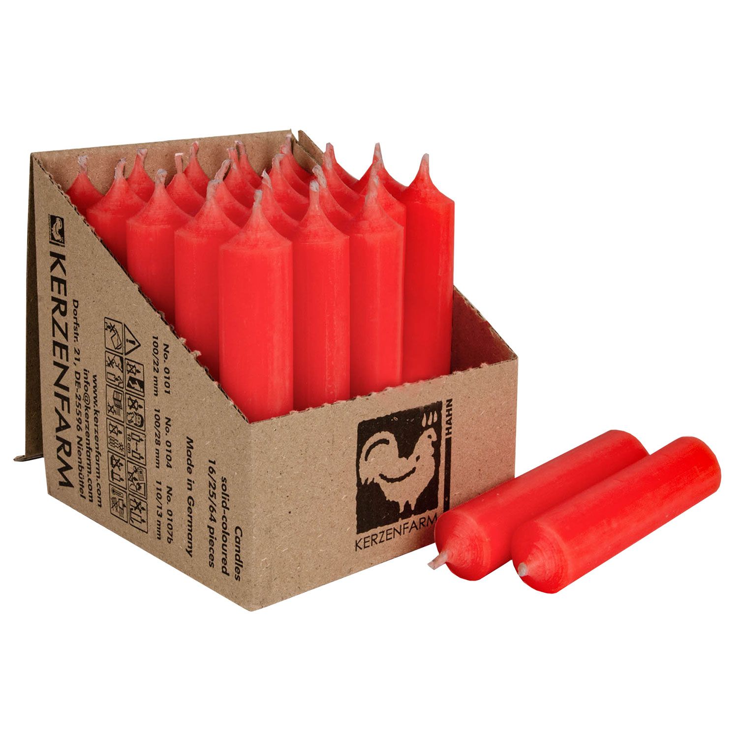 25 Stabkerzen Neon Orange 100 x 22 mm Kerzenfarm Kerzen Candle