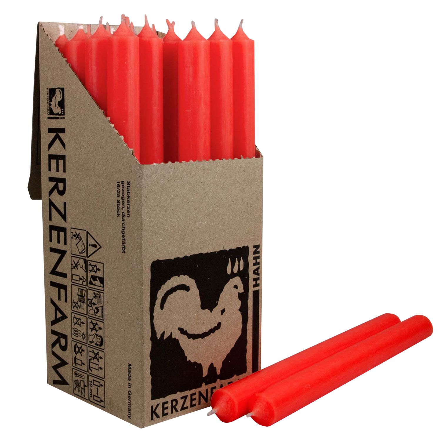 25 Stabkerzen Neon Orange 250 x 22 mm Kerzenfarm Kerzen Candle