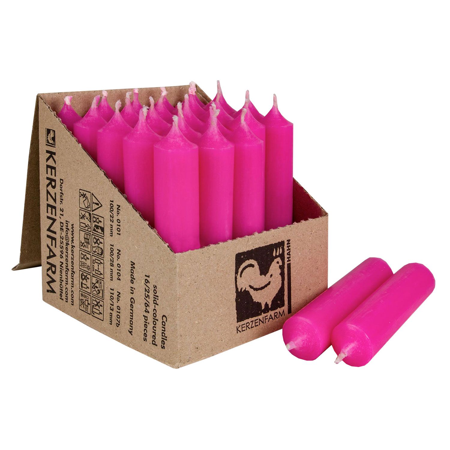 25 Stabkerzen Neon Pink 100 x 22 mm Kerzenfarm Kerzen Candle