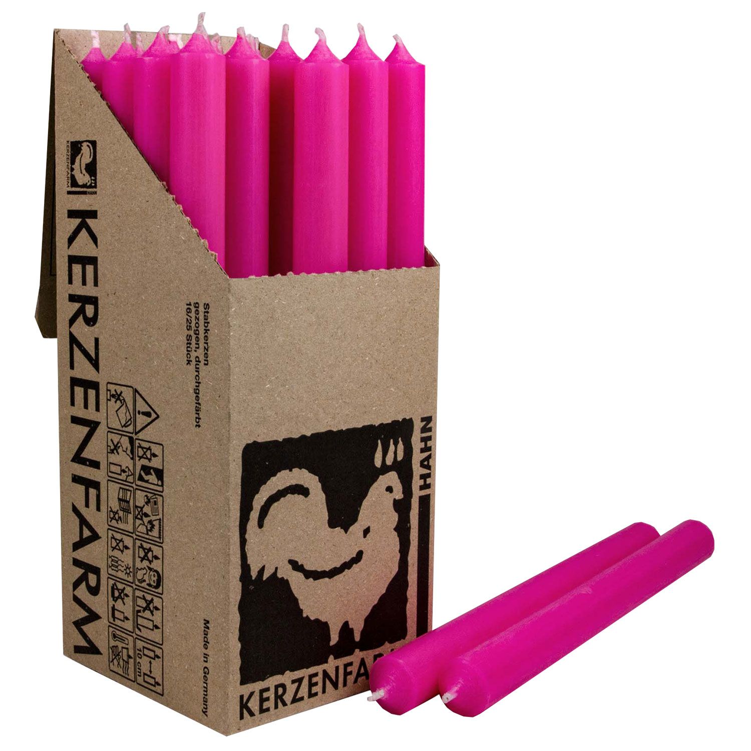 25 Stabkerzen Neon Pink 250 x 22 mm Kerzenfarm Kerzen Candle