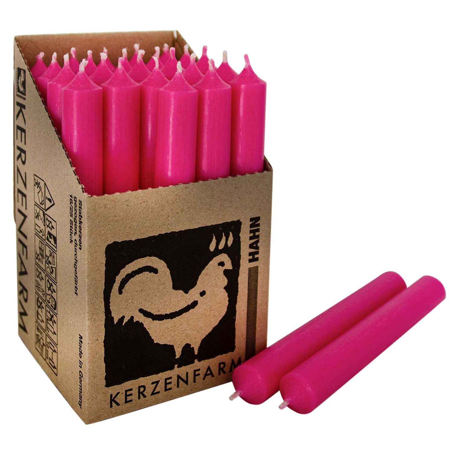25 Stabkerzen Neon Pink - Neon Pink 180 x 22 mm Kerzenfarm Kerzen Candle