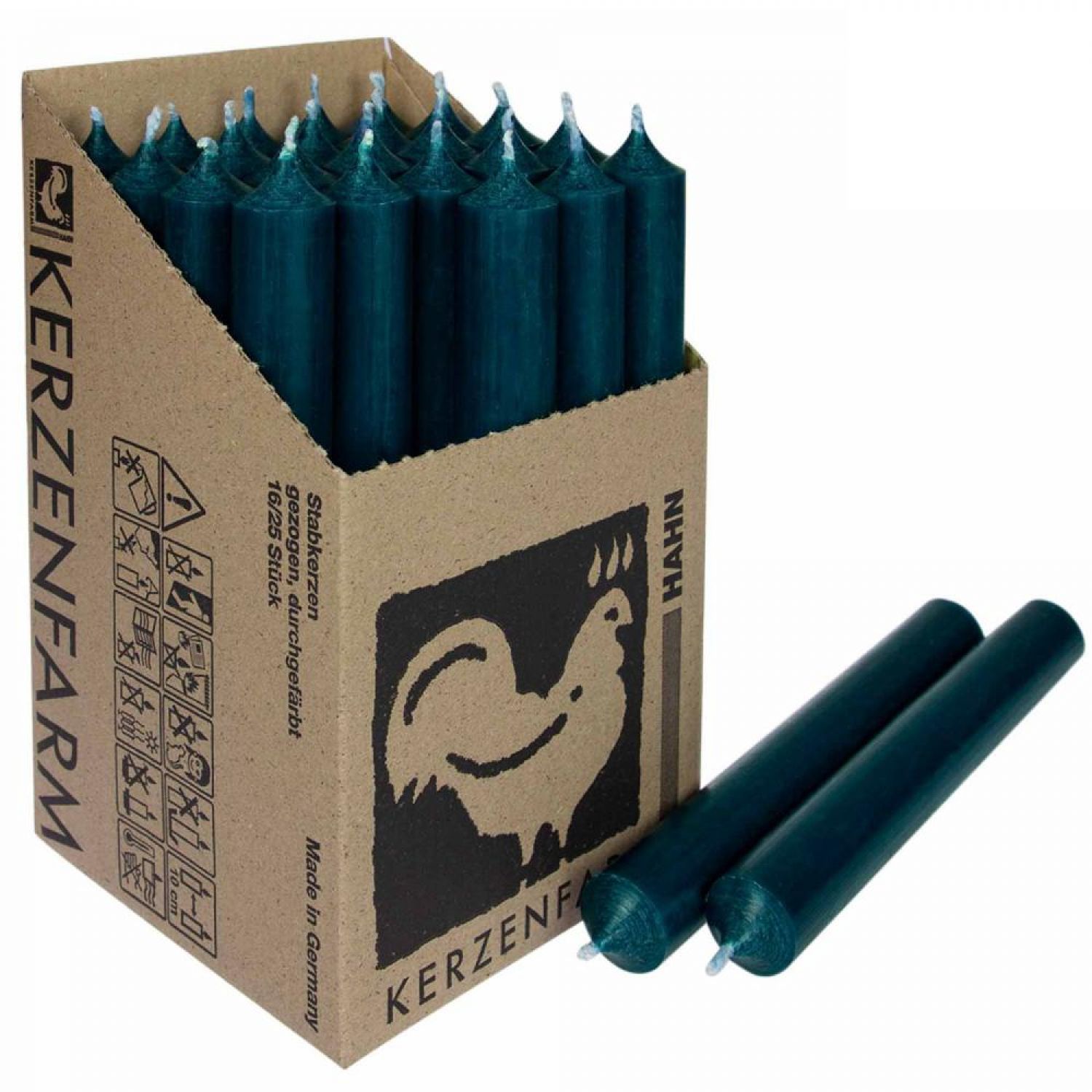 25 Stabkerzen Ozeanblau 180 x 22 mm Kerzenfarm Kerzen Candle