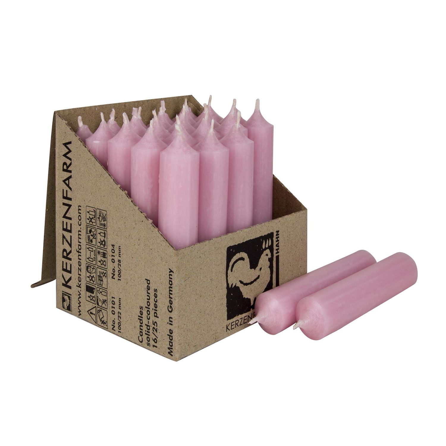 25 Stabkerzen Pastellaltrosa 100 x 22 mm Kerzenfarm Kerzen Candle