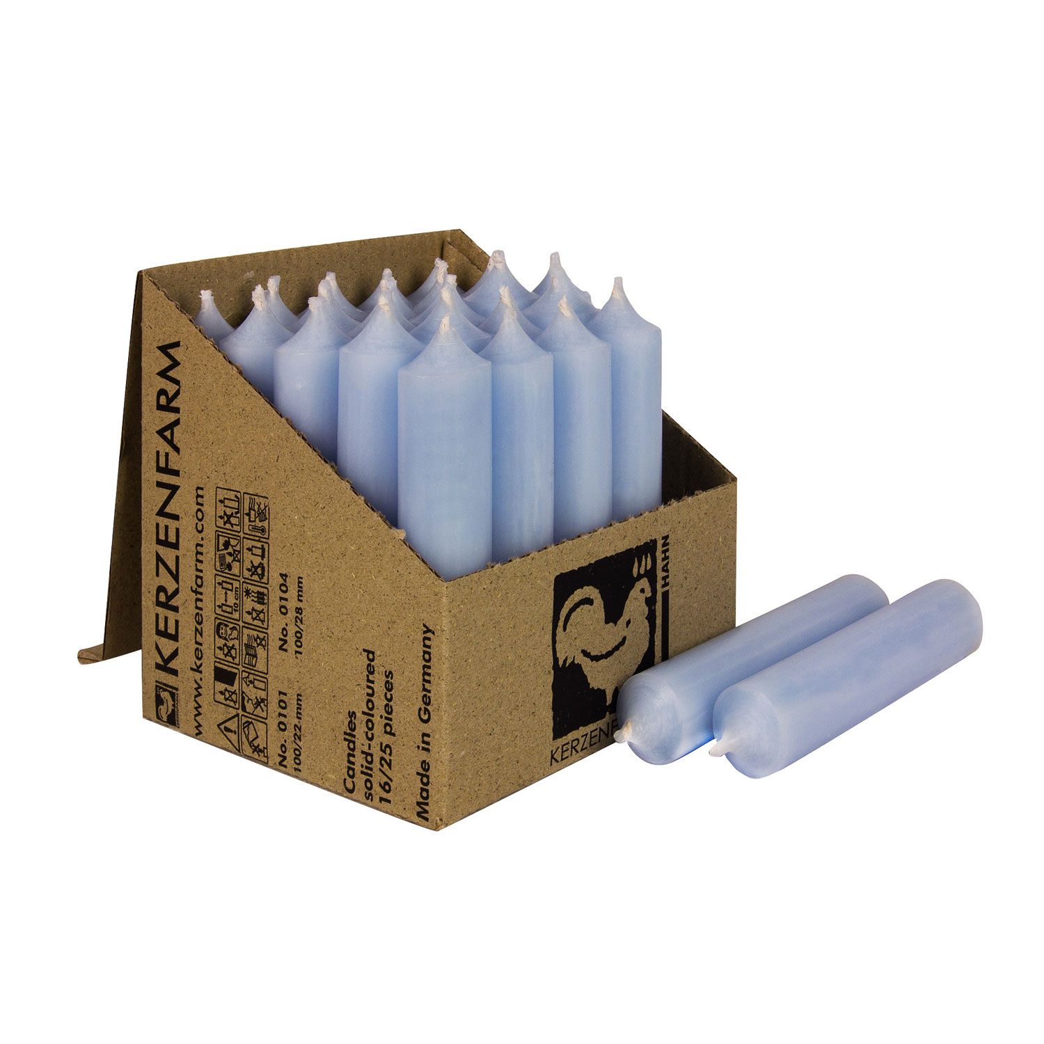 25 Stabkerzen Pastellblau 100 x 22 mm Kerzenfarm Kerzen Candle