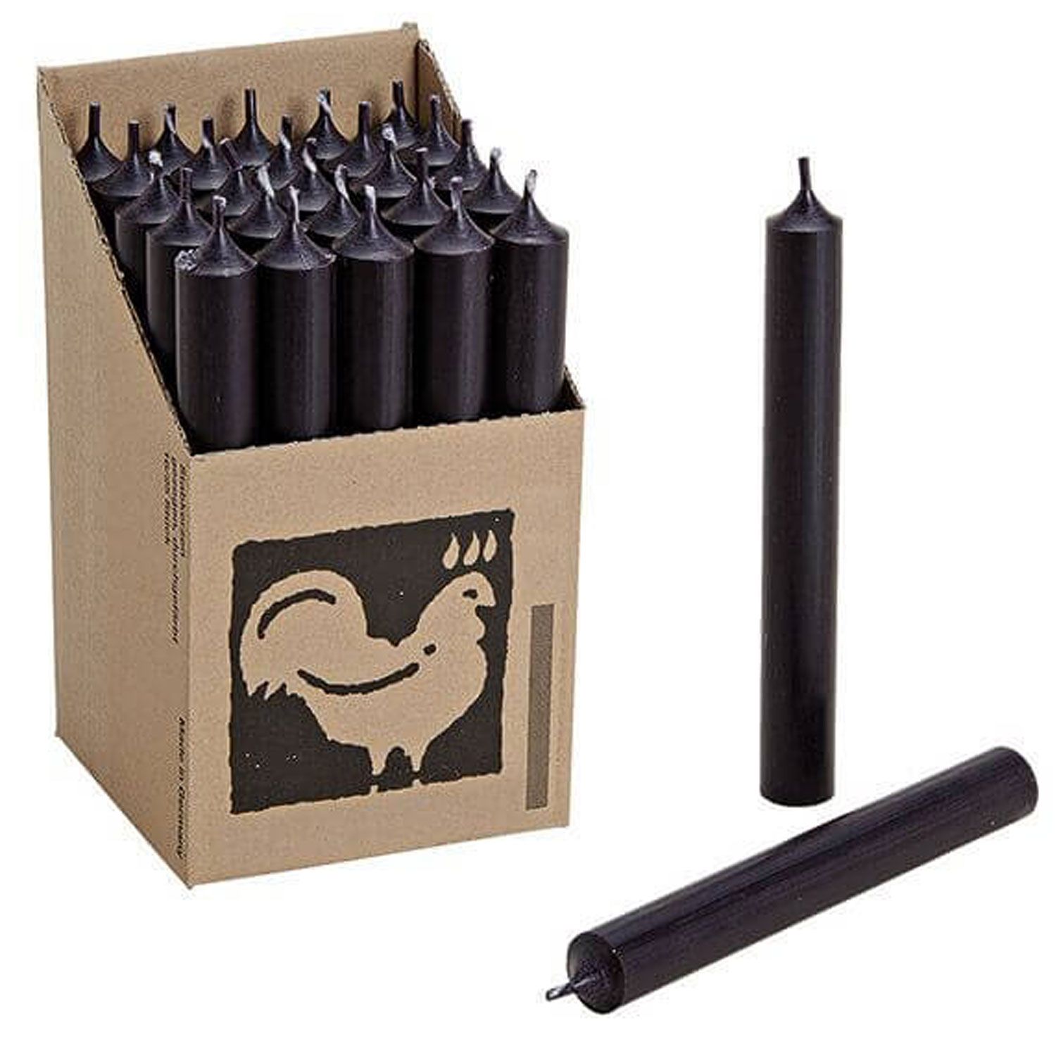 25 Stabkerzen Schwarz - Black 180 x 22 mm Kerzenfarm Kerzen Candle