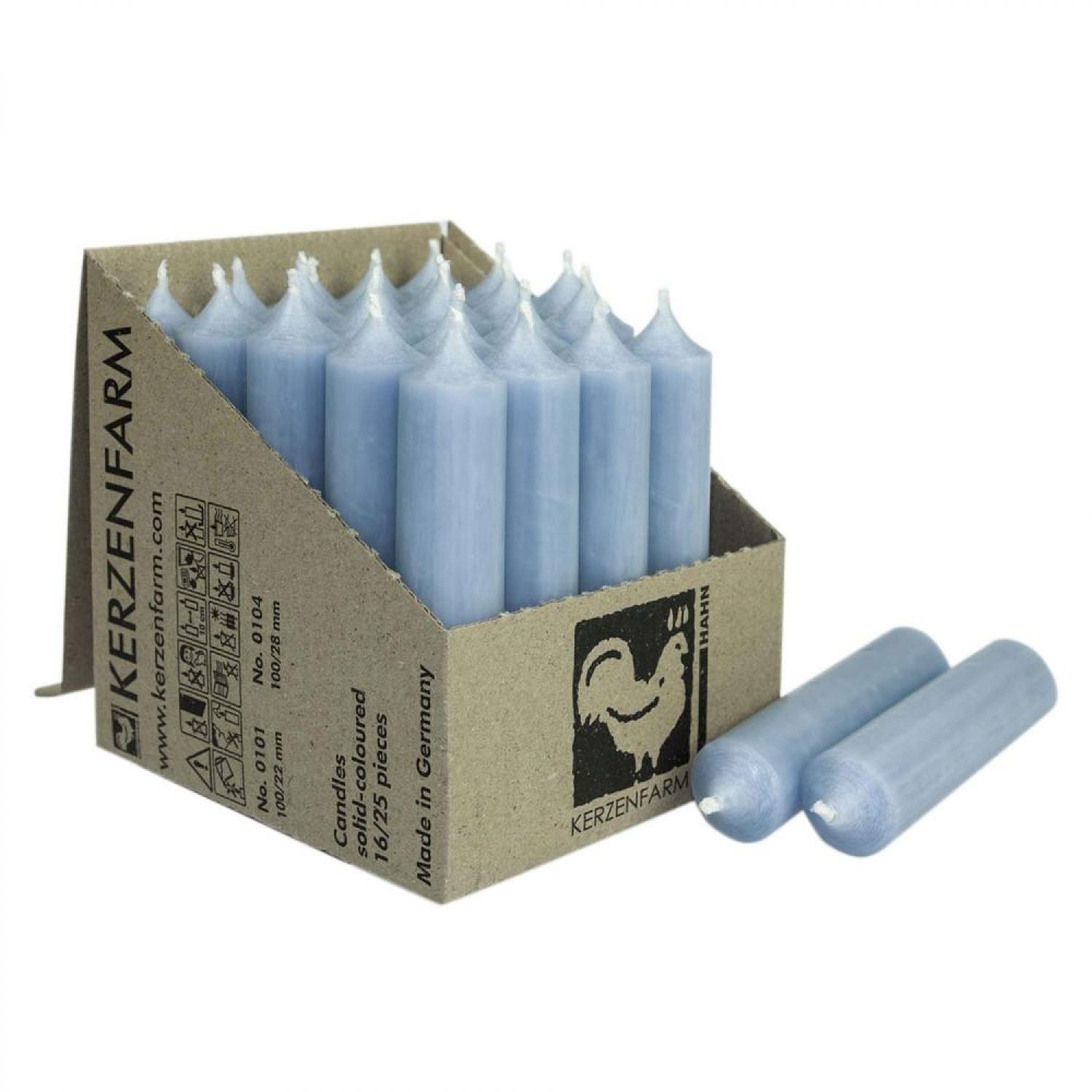 25 Stabkerzen Taubenblau 100 x 22 mm Kerzenfarm Kerzen Candle