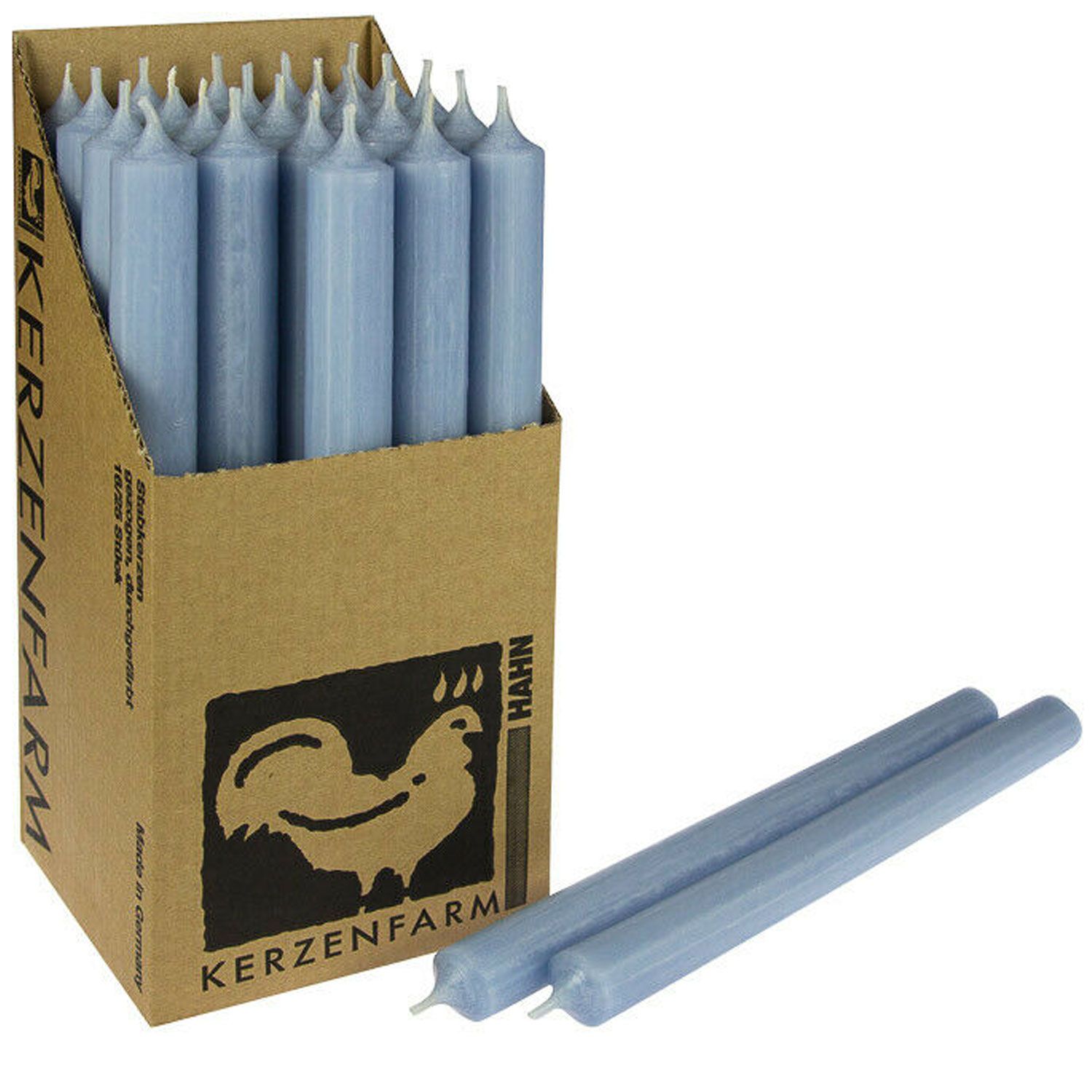 25 Stabkerzen Taubenblau 180 x 22 mm Kerzenfarm Kerzen