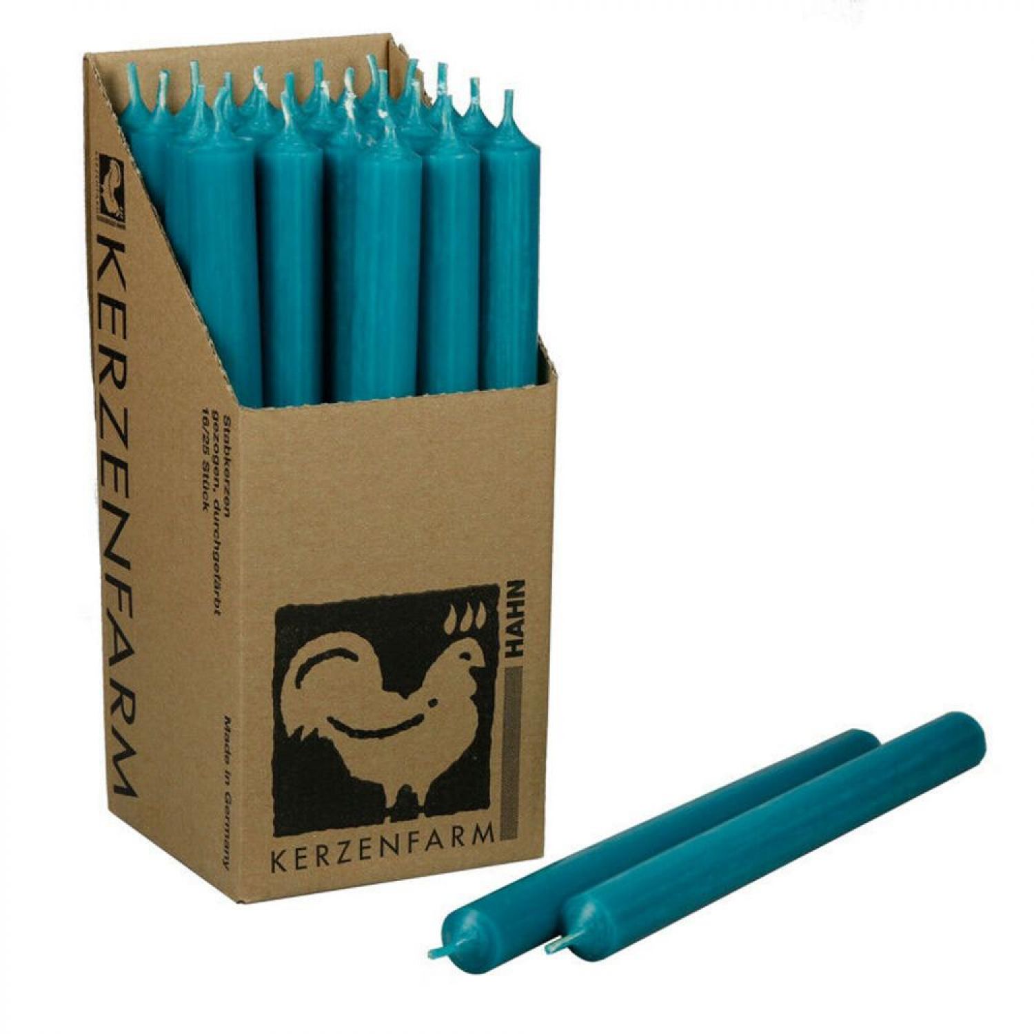 25 Stabkerzen T�rkis 250 x 22 mm Kerzenfarm Kerzen Candle