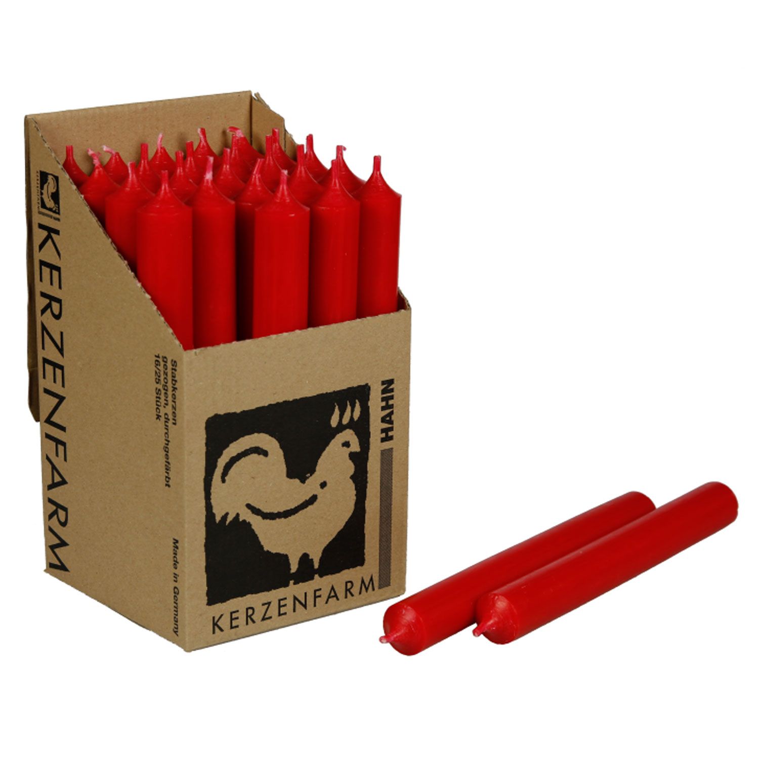 25 Stabkerzen Weihnachtsrot 180 x 22 mm Kerzenfarm Kerzen Candle