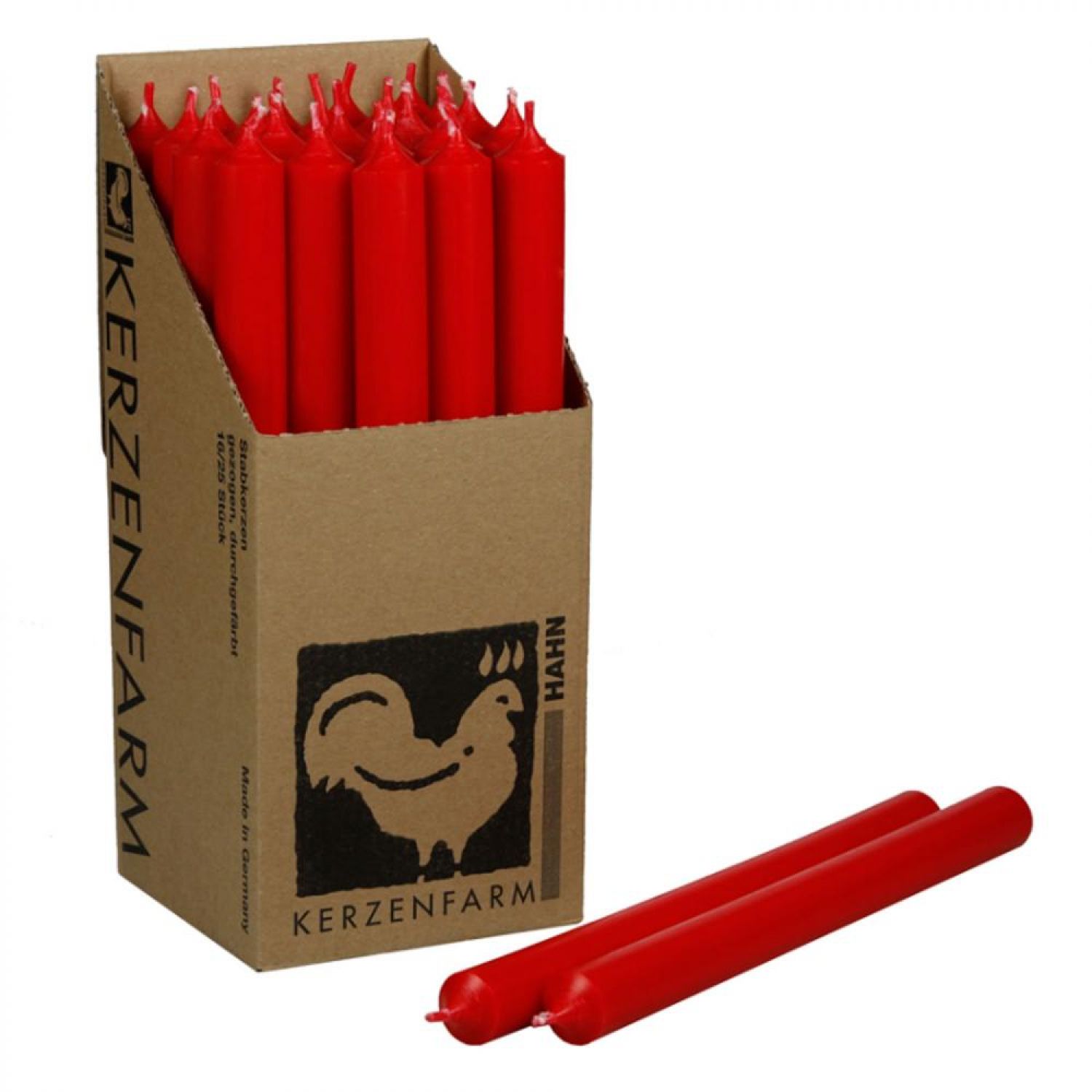 25 Stabkerzen Weihnachtsrot 250 x 22 mm Kerzenfarm Kerzen Candle