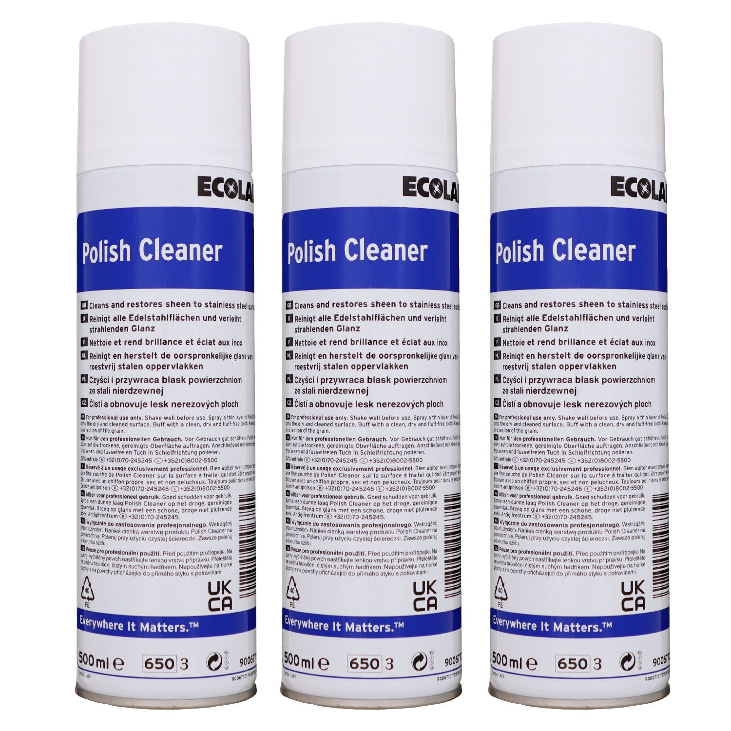Ecolab Polish Cleaner 3 x 500 ml Edelstahl Schutz Edelstahl Pflege bei