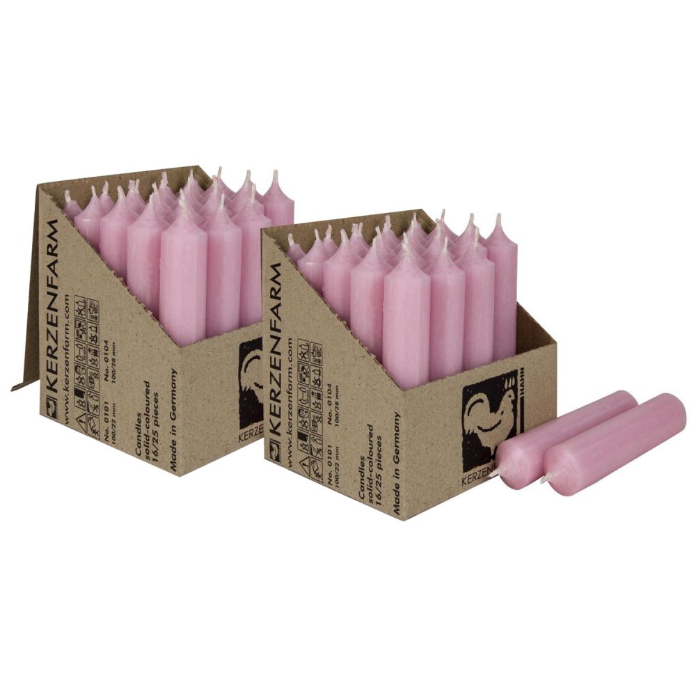 2 x 25 Stabkerzen Pastellaltrosa 100 x 22 mm Kerzenfarm