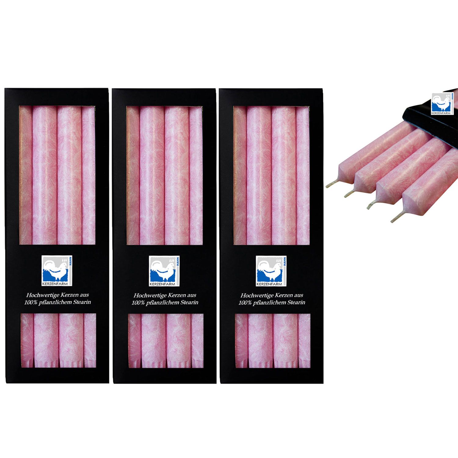 3 x 4 Stearin Stabkerzen Pastellaltrosa 250 x 22 mm Kerzenfarm Kerzen Set