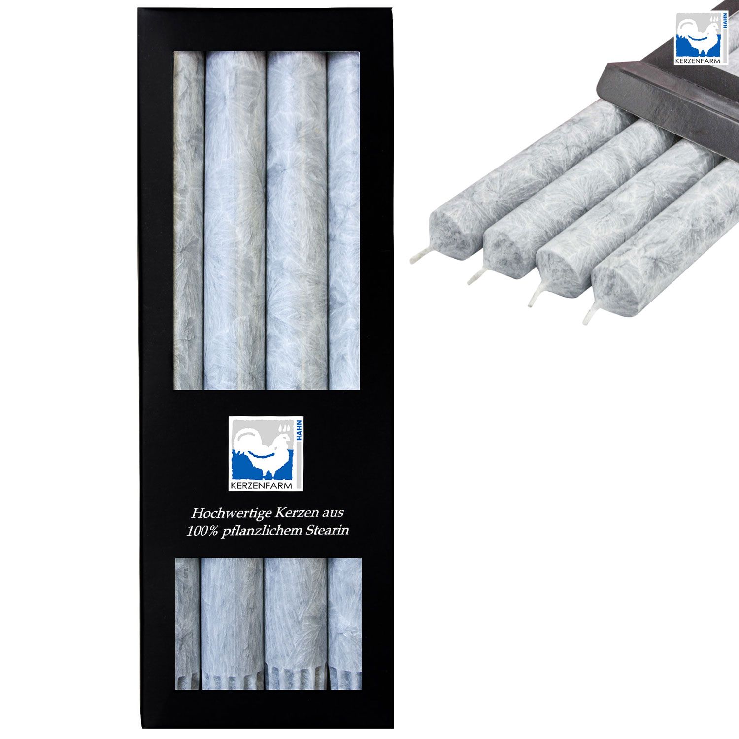4 Stearin Stabkerzen Grau - Gray 250 x 22 mm Kerzenfarm Kerzen Candle Set
