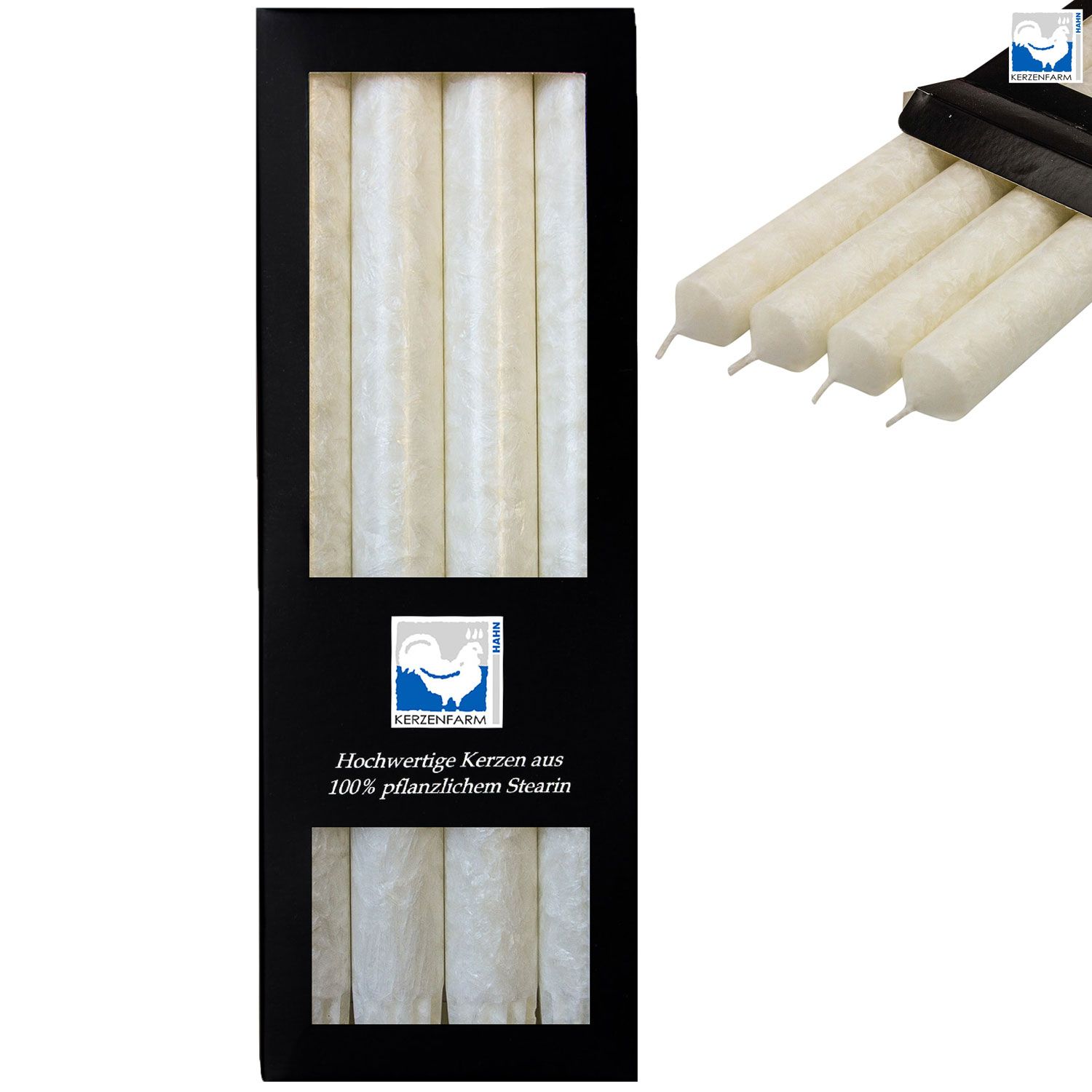 4 Stearin Stabkerzen Wei� - White 250 x 22 mm Kerzenfarm Kerzen Candle Set