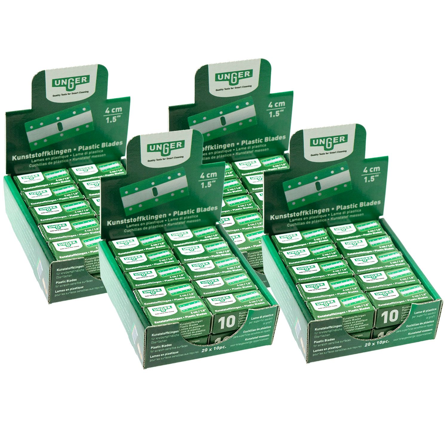 4 x Unger SRB4P 4 cm Kunststoffklingen Box 10 Klingen f�r Sicherheitsschaber Set