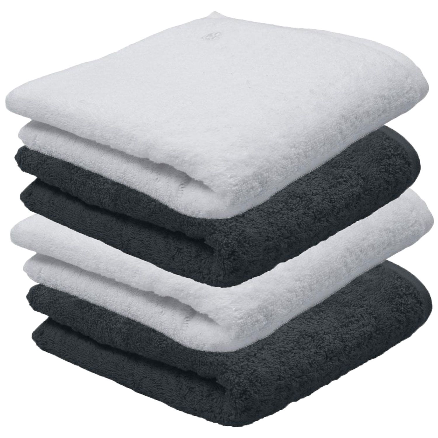 4er Ross Frottier Handtuch 4004 Vita 00 Wei� & 87 Schiefer 50 x 100 cm Baumwolle Set