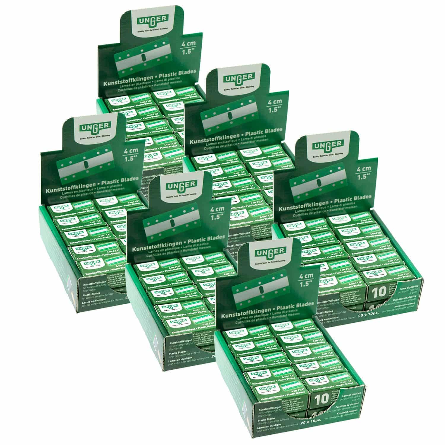 6 x Unger SRB4P 4 cm Kunststoffklingen Box 10 Klingen f�r Sicherheitsschaber Set