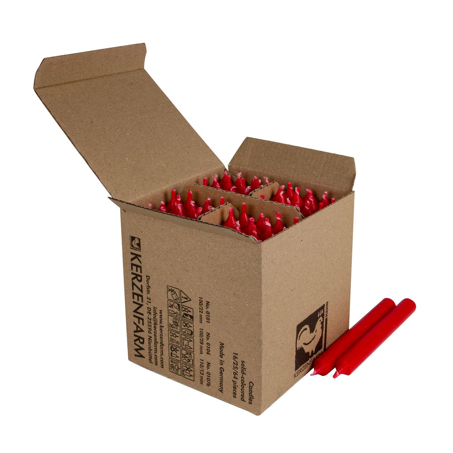64 Stabkerzen Weihnachtsrot 110 x 13 mm Kerzenfarm Kerzen Candle