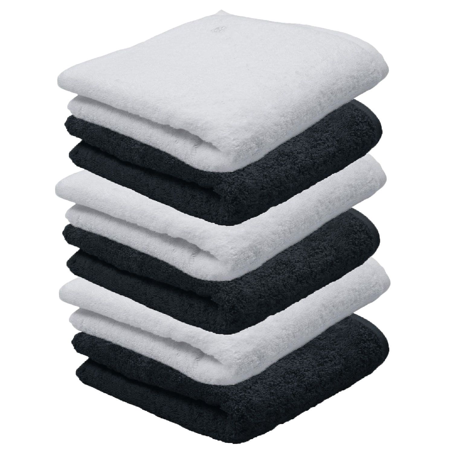 6er Ross Frottier Handtuch 4004 Vita 00 Wei� & 87 Schiefer 50 x 100 cm Baumwolle Set