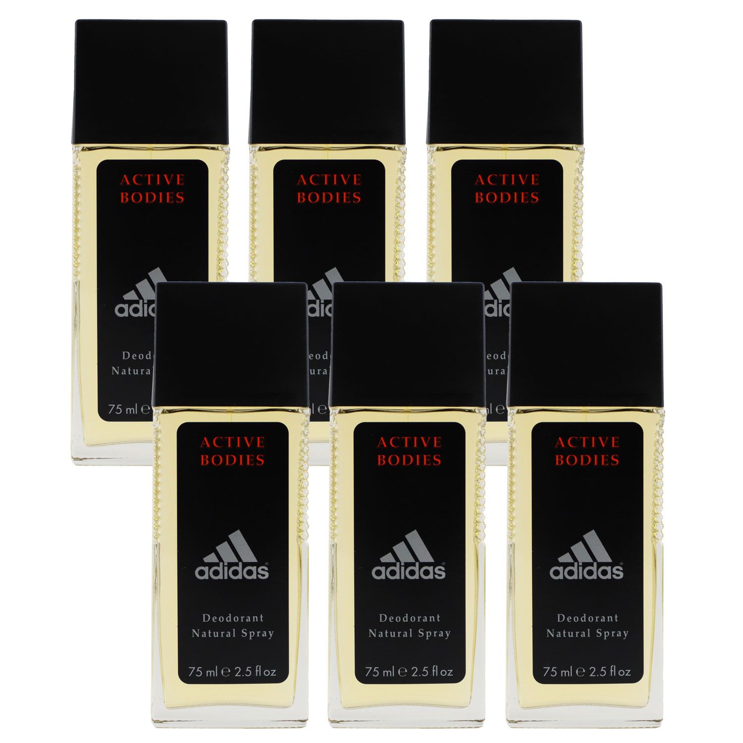 Adidas Active Bodies 6 x 75 ml Deodorant Natural Spray Set