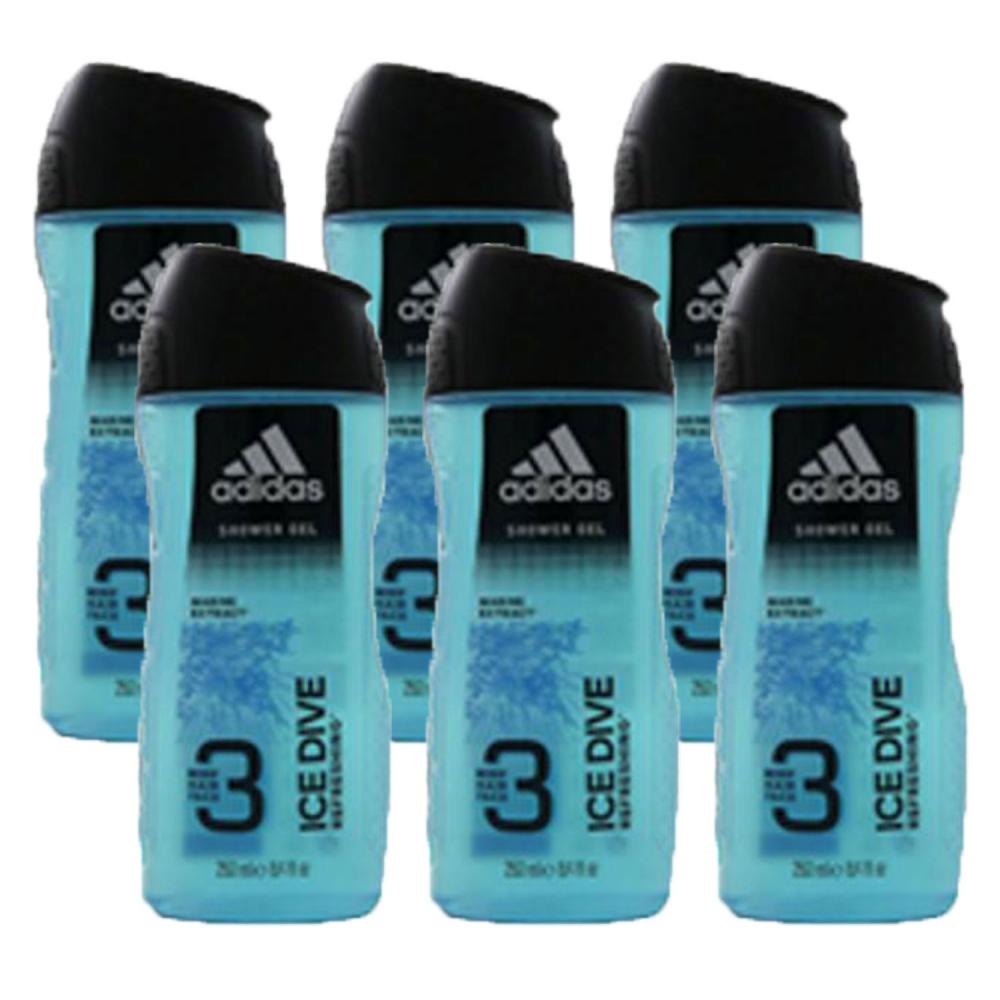Adidas Duschgel Shower Gel 6 x 250 ml 3 in 1 Hair Body Face - diverse Sorten