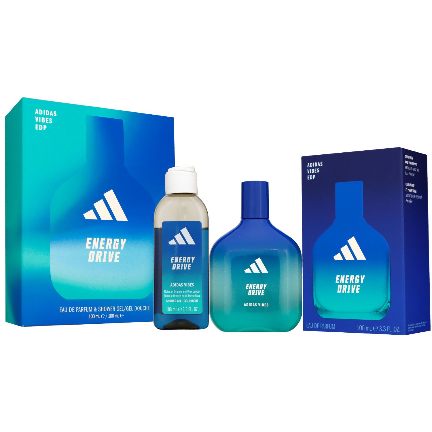 Adidas Energy Drive Set 100 ml Eau de Parfum EDP & 100 ml Duschgel Showergel