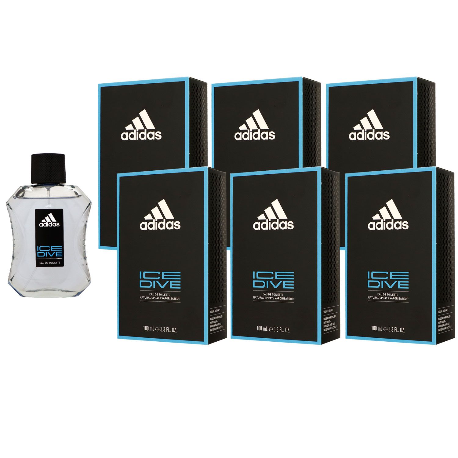 Adidas Ice Dive 6 x 100 ml Eau de Toilette EDT Set Herrenduft
