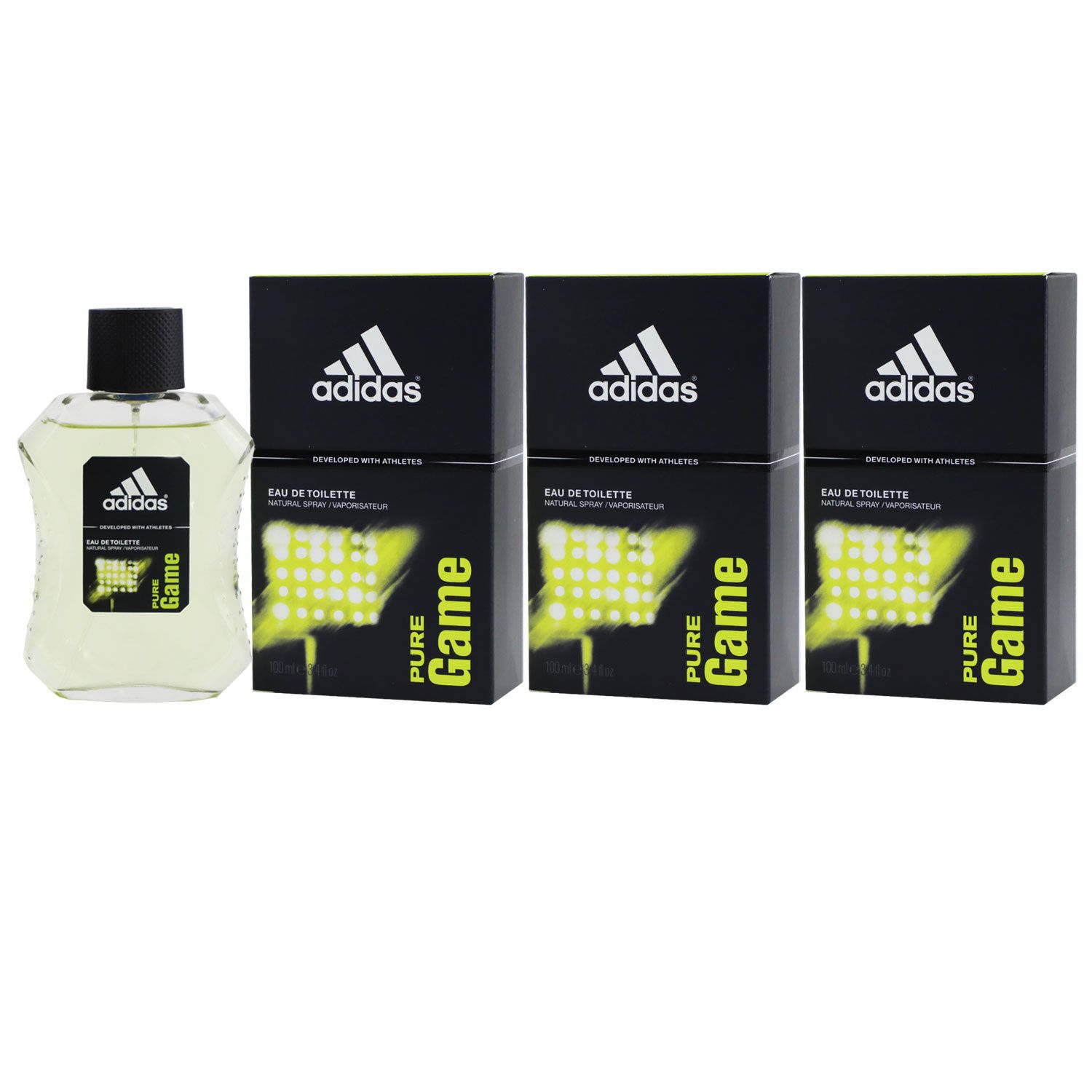 Adidas Pure Game 3 x 100 ml Eau de Toilette EDT Set Herrenduft