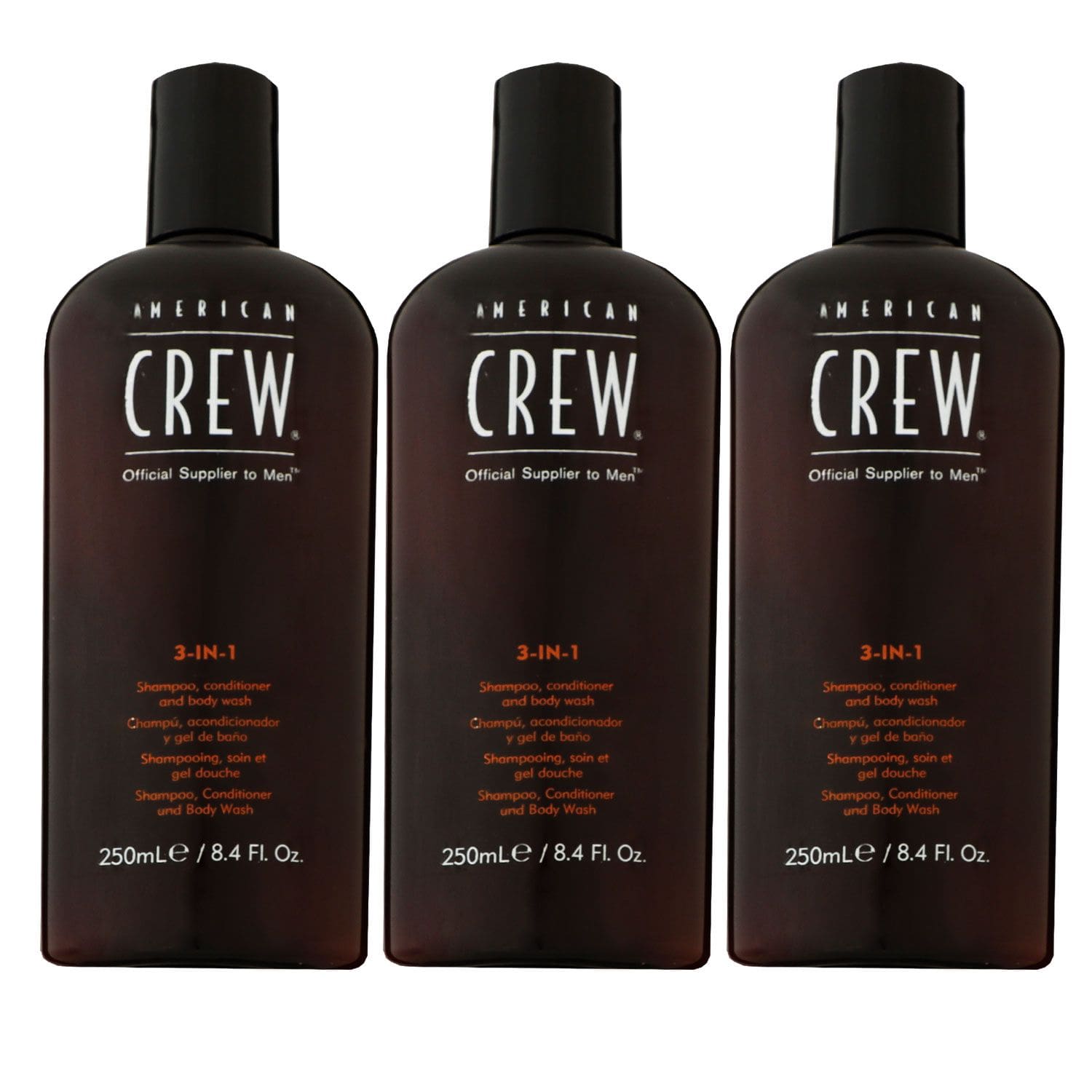 American Crew Classic 3 in 1 3 x 250 ml Shampoo Conditioner Bodywash Set
