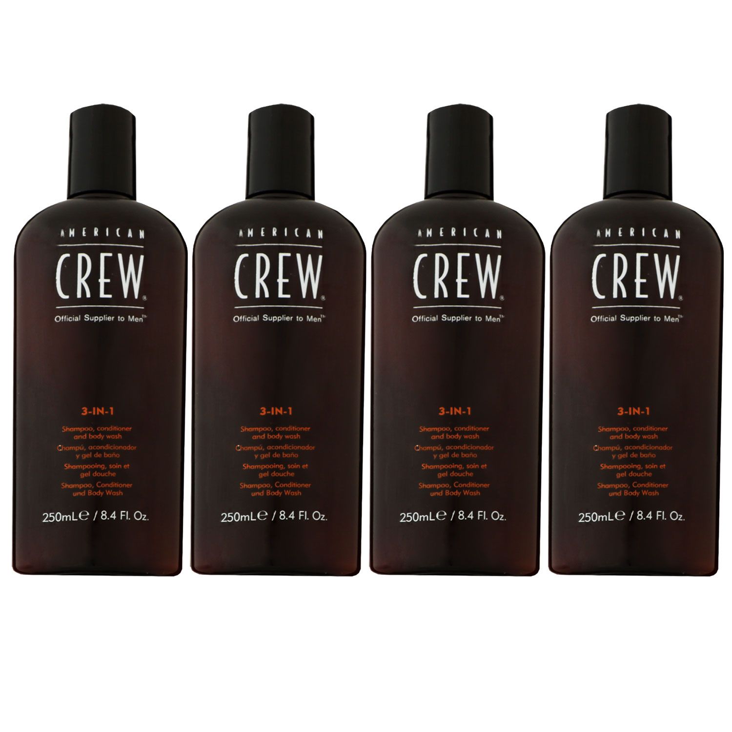 American Crew Classic 3 in 1 4 x 250 ml Shampoo Conditioner Bodywash Set