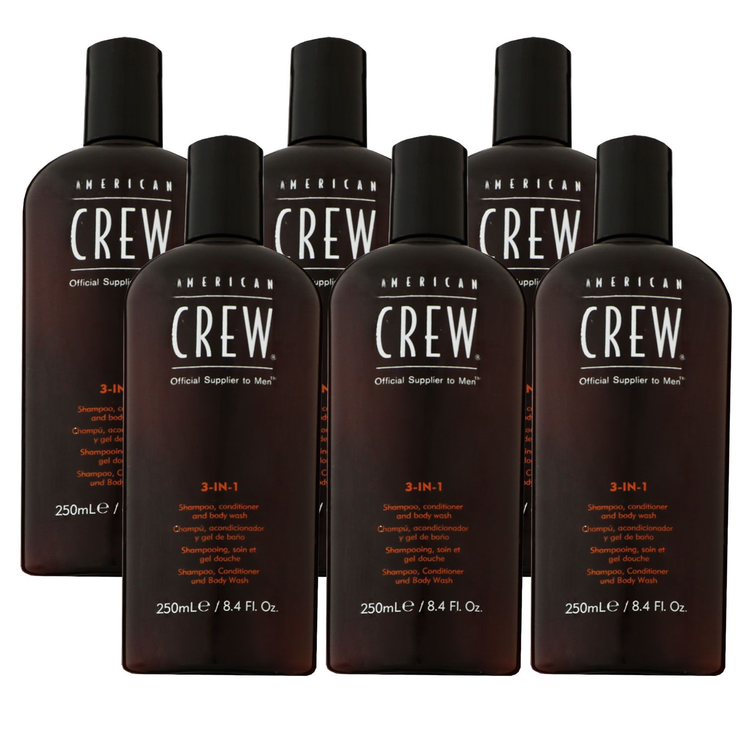 American Crew Classic 3 in 1 6 x 250 ml Shampoo Conditioner Bodywash Set