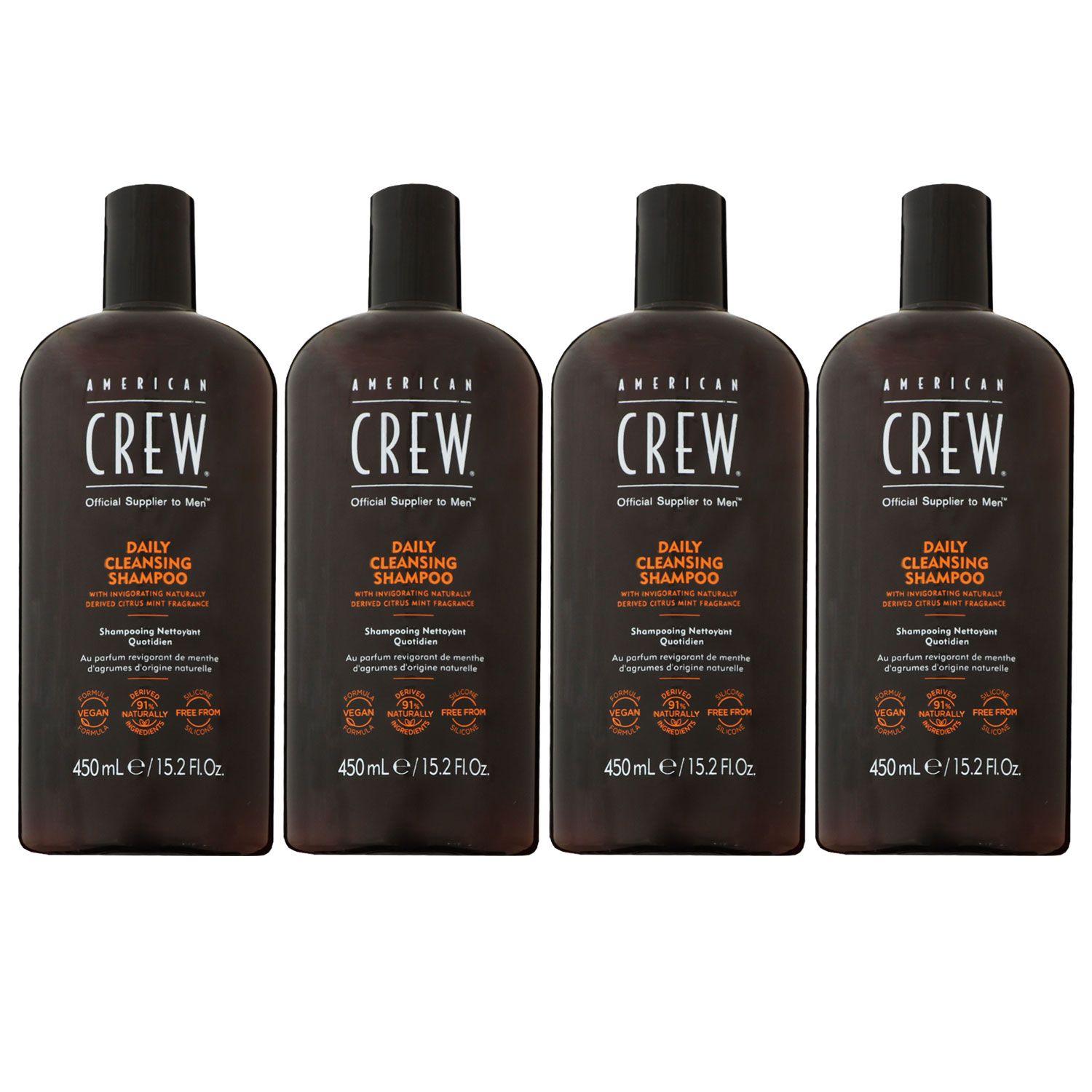 American Crew Daily Cleansing Shampoo 4 x 450 ml Reinigungsshampoo Set