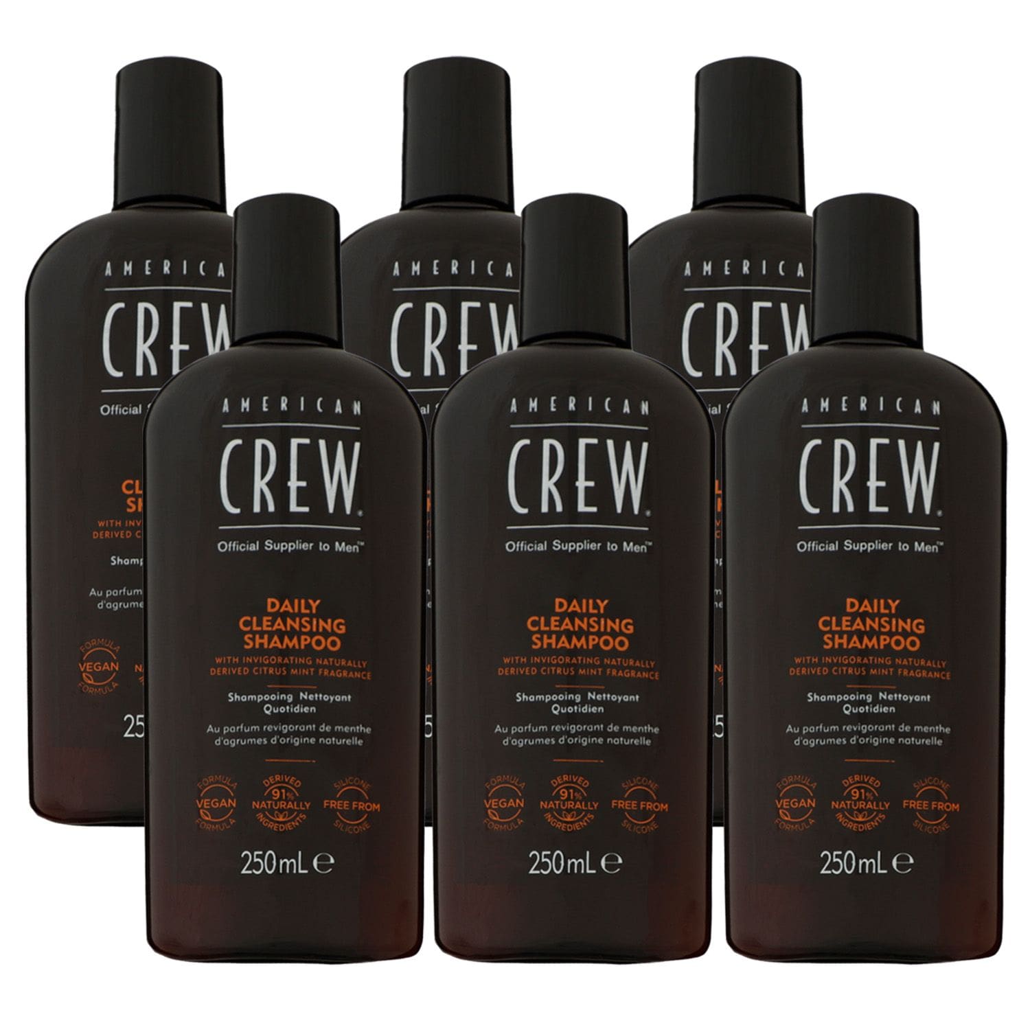 American Crew Daily Cleansing Shampoo 6 x 250 ml Reinigungsshampoo Set