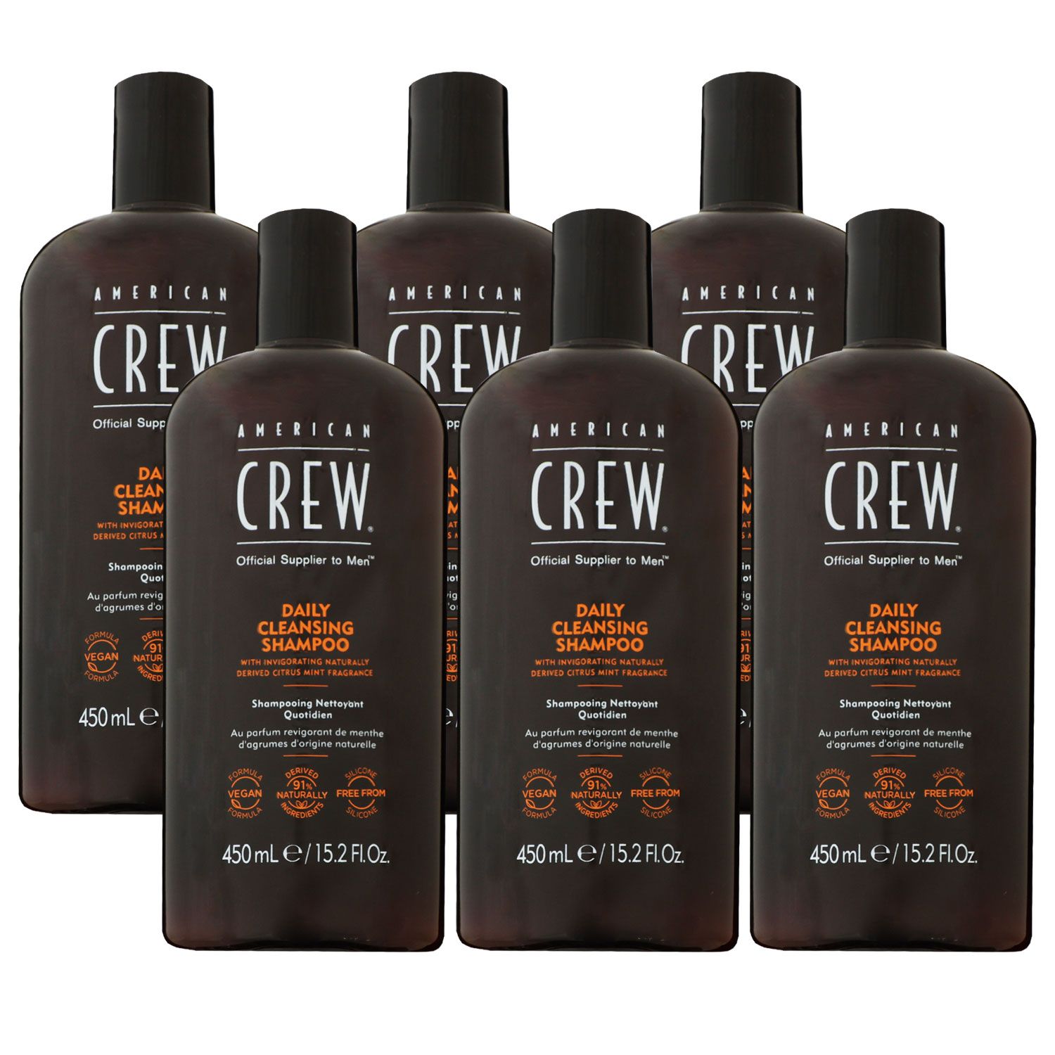American Crew Daily Cleansing Shampoo 6 x 450 ml Reinigungsshampoo Set