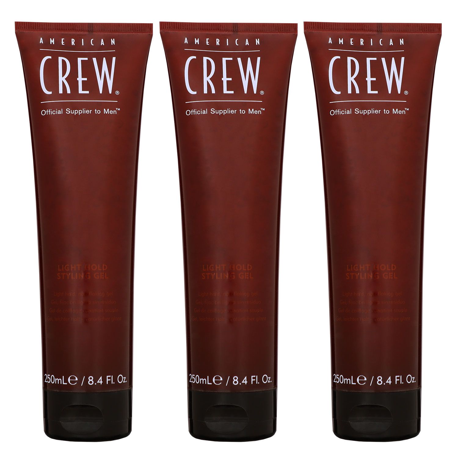 American Crew Light Hold Texture 3 x 250 ml Gel Styling Gel leichter Halt Tube Set