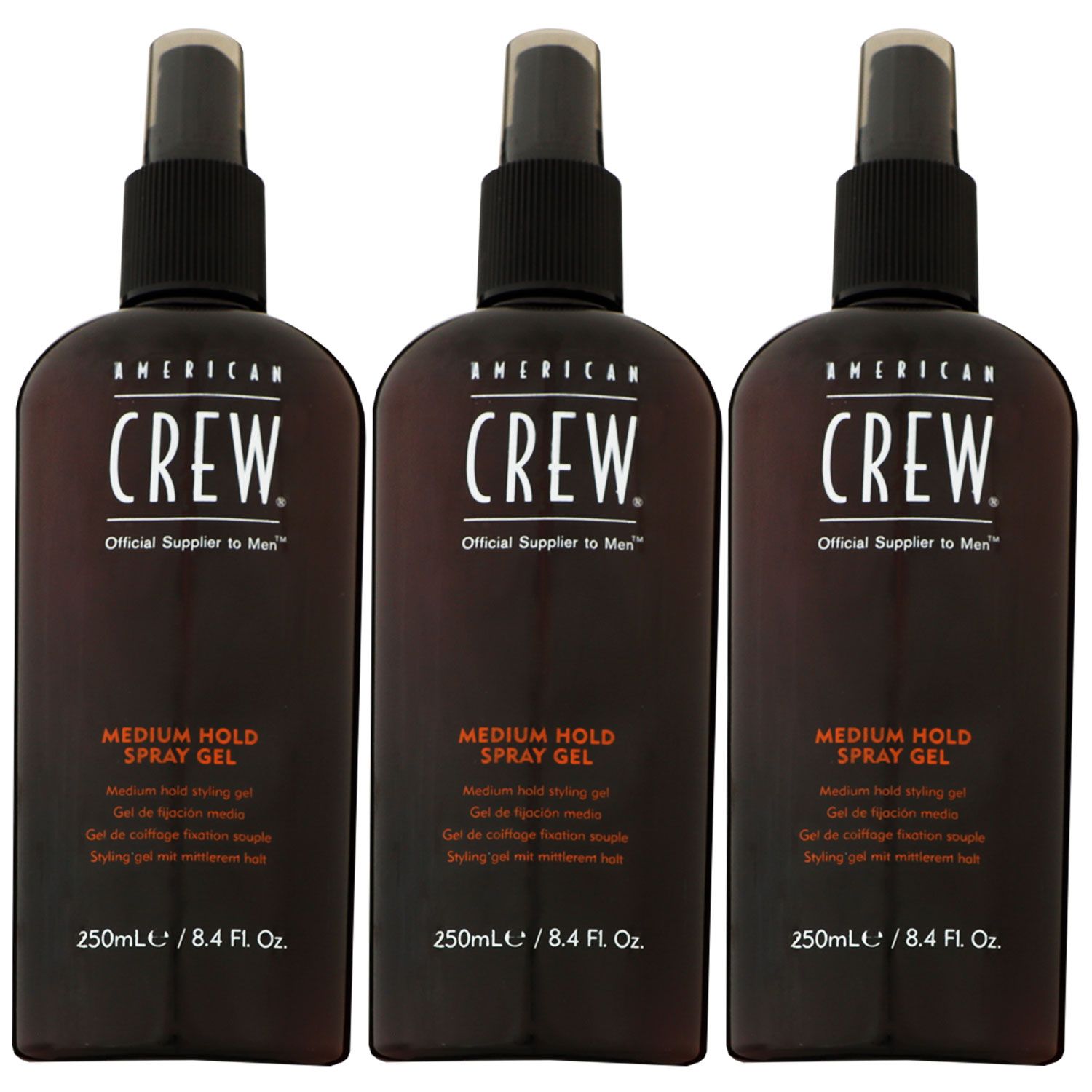 American Crew Medium Hold Spray Gel 3 x 250 ml Gel Spray mittlerer Halt Styling Gel Set