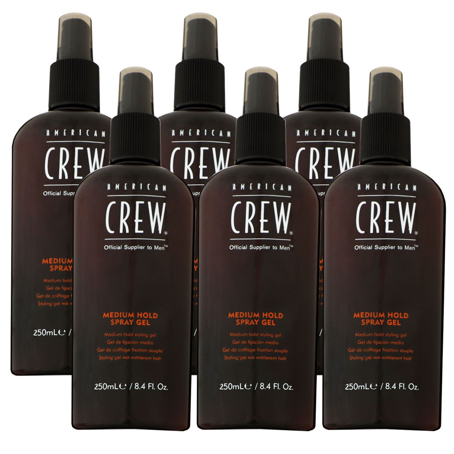 American Crew Medium Hold Spray Gel 6 x 250 ml Gel Spray mittlerer Halt Styling Gel Set
