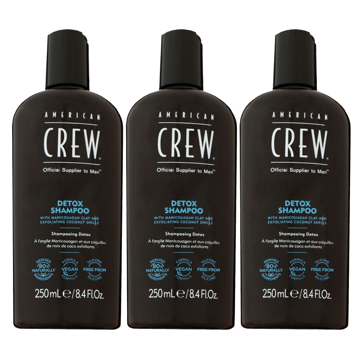American Crew Reinigungsshampoo 3 x 250 ml Haarshampoo Herren Set