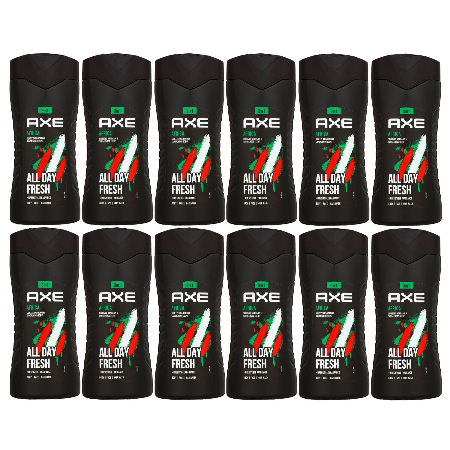 Axe Africa 12 x 250 ml Shower Gel 3 in 1 Duschgel Showergel Set