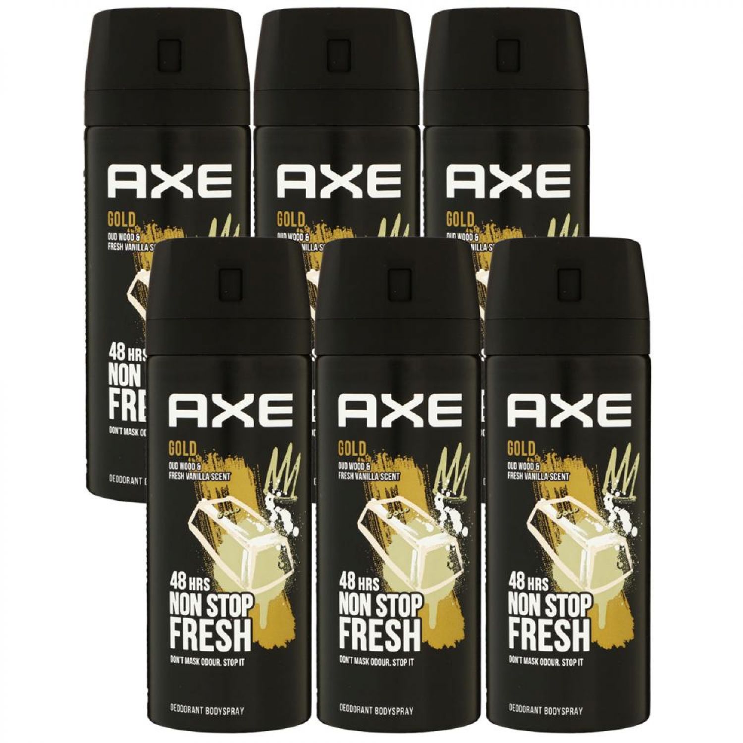 Axe Gold 6 x 150 ml Deospray Deodorant Deo Spray Deodorant Spray Bodyspray Set Herren