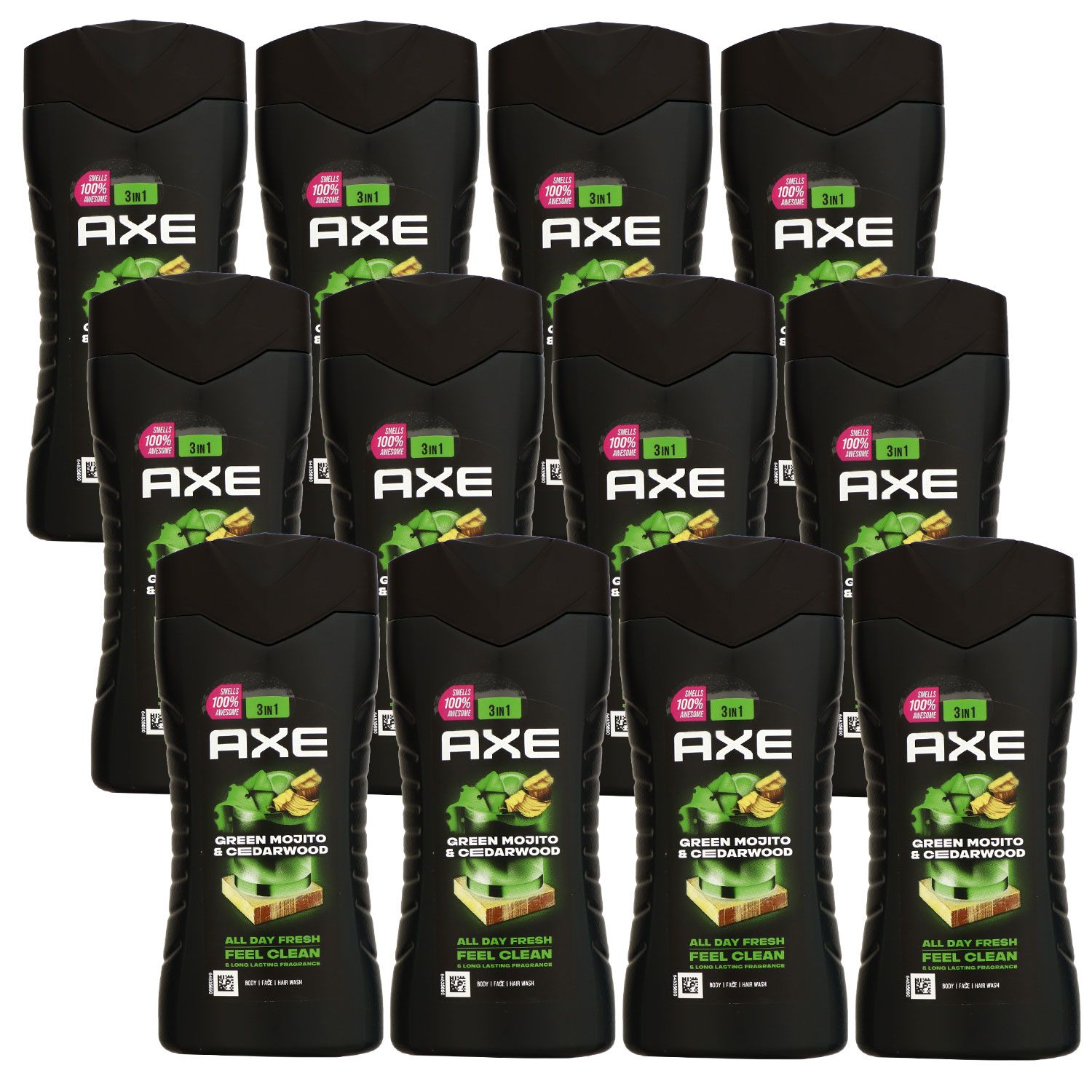 Axe Green Mojito & Cedarwood 12 x 250 ml Showergel Duschgel Shower Gel Set