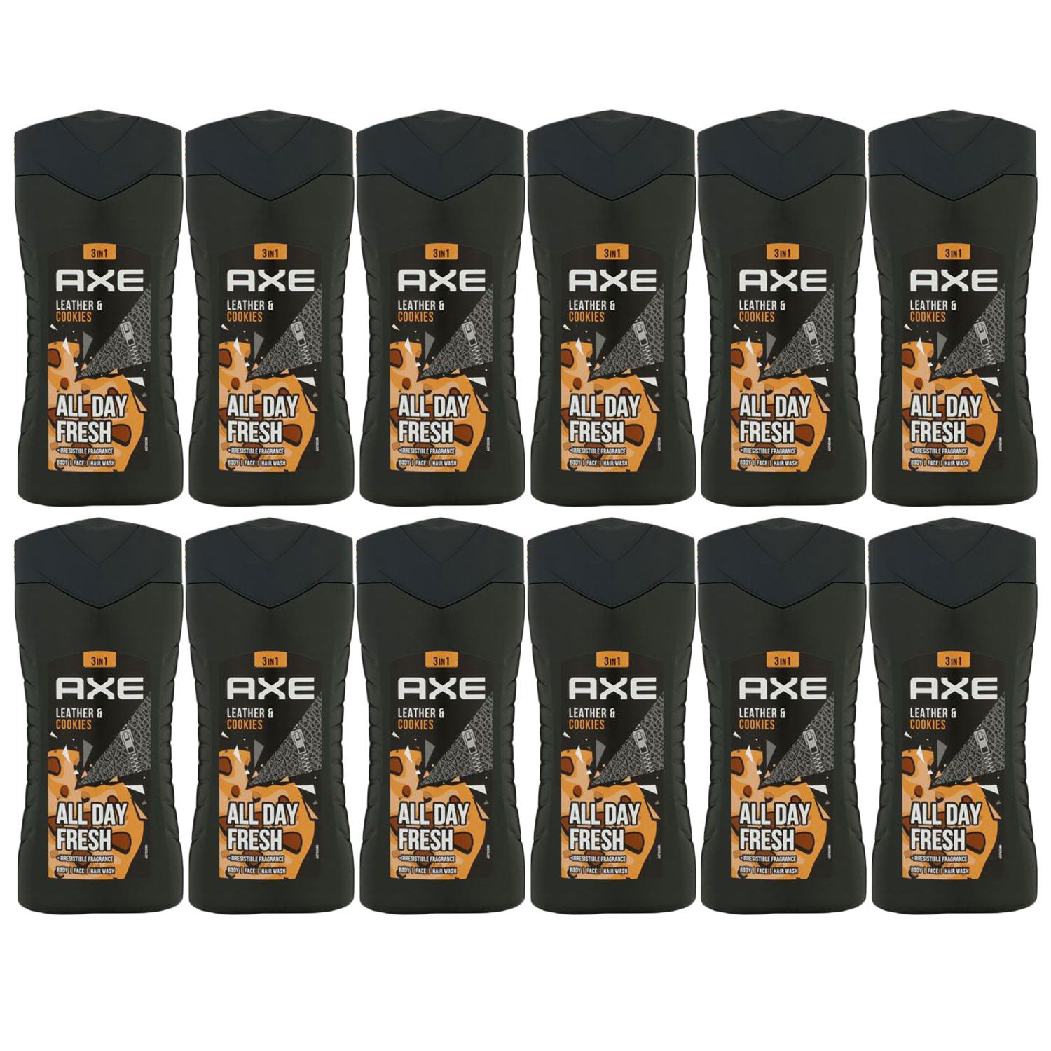 Axe Leather & Cookies 12 x 250 ml Showergel Duschgel Shower Gel Set