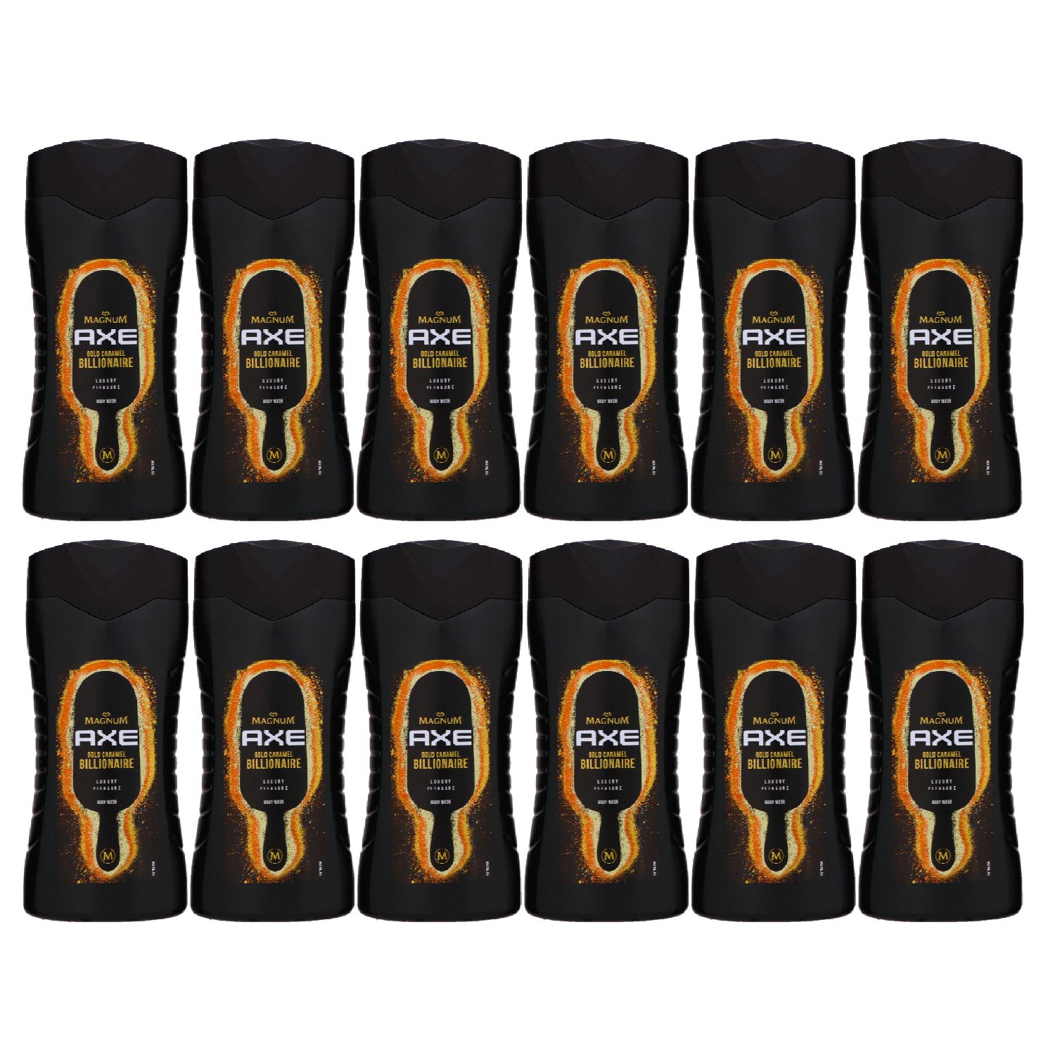 Axe Magnum Gold Caramel Billionaire 12 x 250 ml Showergel Duschgel Shower Gel Set