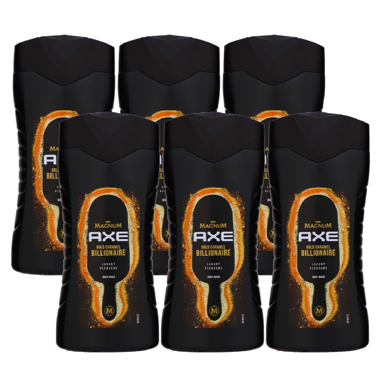Axe Magnum Gold Caramel Billionaire 6 x 250 ml Showergel Duschgel Shower Gel Set